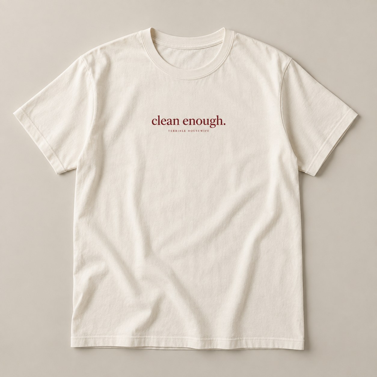 Clean Enough Tee in Ivory — concept mockup