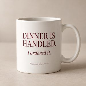 Dinner Is Handled Mug in White — concept mockup