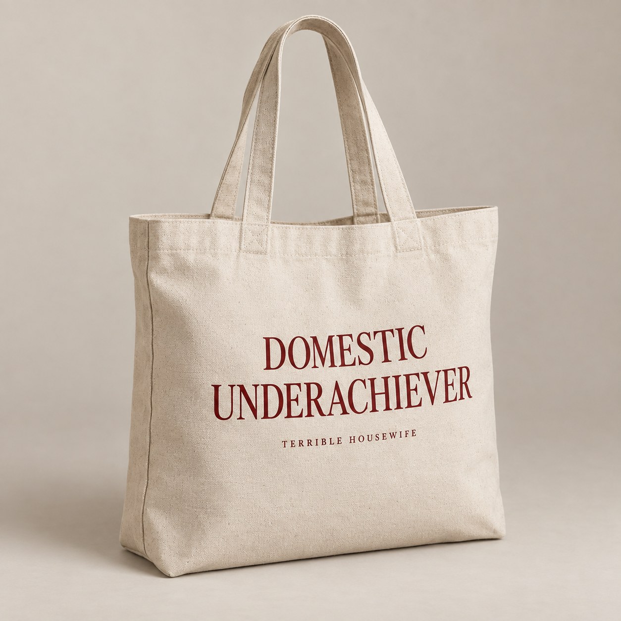 Domestic Underachiever Tote in Natural — concept mockup